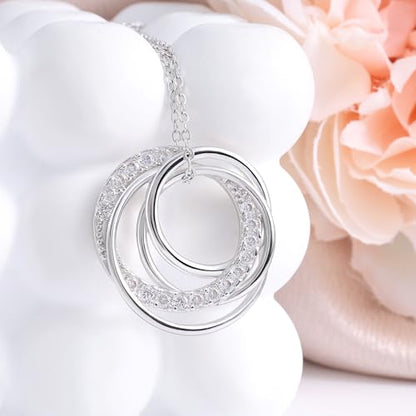 Sterling Silver Pendant Necklace Charms Hypoallergenic Fashion Jewelry Dainty Valentines Day Birthday Gift for Women - style: Circle