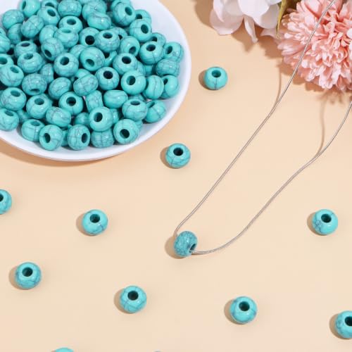 150PCS 14x8mm Turquoise Acrylic European Large Hole Rondelle Spacer Beads with Storage Box, Loose Beads for Bracelet Necklace Earring Hair DIY Jewelry Making - color: Turquoise