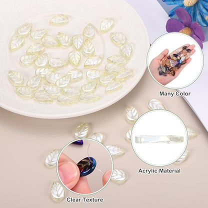 PATIKIL Leaf Beads, 50Pcs Crystal Translucent Czech Glass Beads for DIY Jewelry Making Bracelets Necklace, Crystal Yellow - color: Crystal Yellow