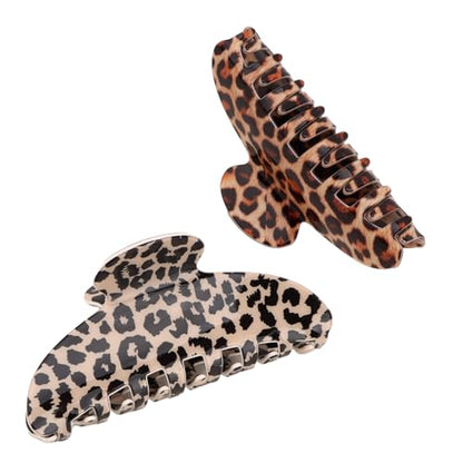 2Pcs Leopard Print Hair Claw Clips Large Non-Slip Hair Clips for Women Thick Thin Hair Cute Hair Clips for Women Ideal Gift for Birthday Holiday Friends Family and Teachers - color: Leopard Print