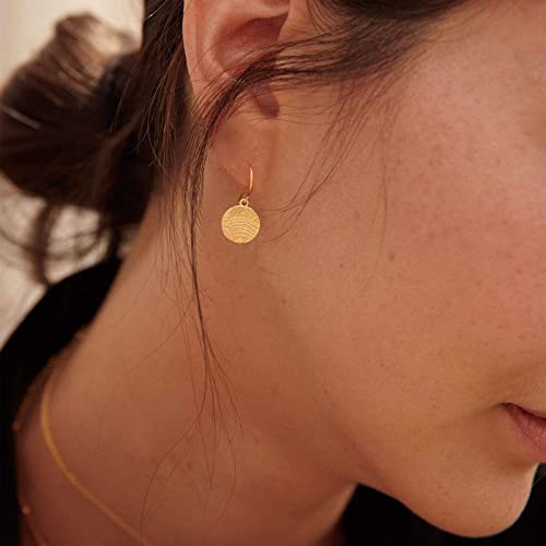 Gold Earrings 14k Gold Plated Hoop Earrings Dainty Pearl hoop Disc Coin Bead Starfish Teardrop Circle Dangle Drop Earrings for Women Hypoallergenic Jewelry Gifts - color: Small Disc-Gold