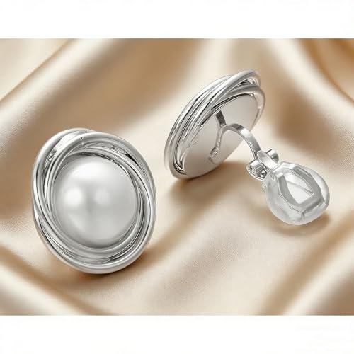 Yoursfs Faux Pearl Clip On Earrings For Women 18K Gold Plated Button Ear Clips - style: Faux Pearl Clip On Earrings