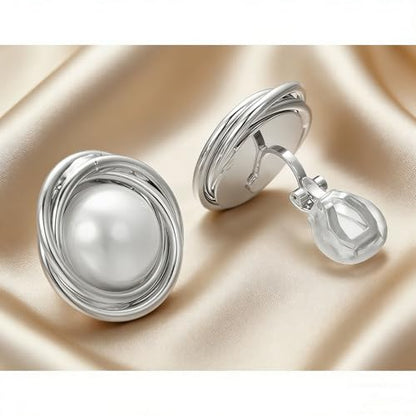 Yoursfs Faux Pearl Clip On Earrings For Women 18K Gold Plated Button Ear Clips - style: Faux Pearl Clip On Earrings