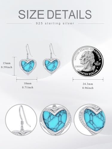 Dorunmo s925 Sterling Silver Western Dangle Drop Earrings Birthday Jewelry Gifts for Women - style: Turquoise+Heart