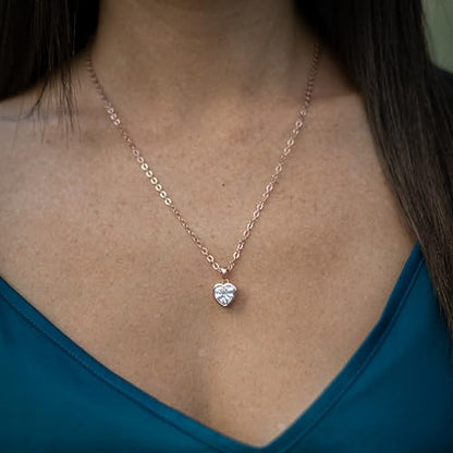 SERASAR Rose Gold Heart Pendant Necklace Women Jewelry Steel Chain Gifts - color: Rosegold, style: Love