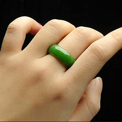 GIGB PBDK Natural Crystal Green Jade Ring for Woman Men,Minimalist Good Luck Ring Green Jade Rings Fengshui Cinnabar thumb Rings Valentine's Day Birthday jewelry - size: 9