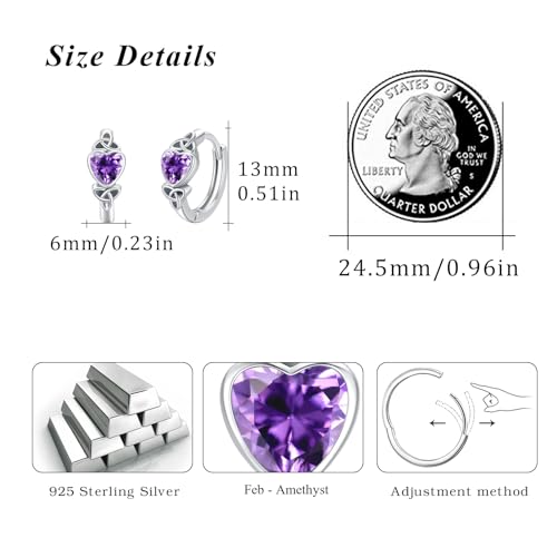 Celtic Knot Earrings Heart Hoops S925 Sterling Silver Irish Earrings Cartilage Hoop Earrings Small Hoop Earrings for Women - style: 0964D
