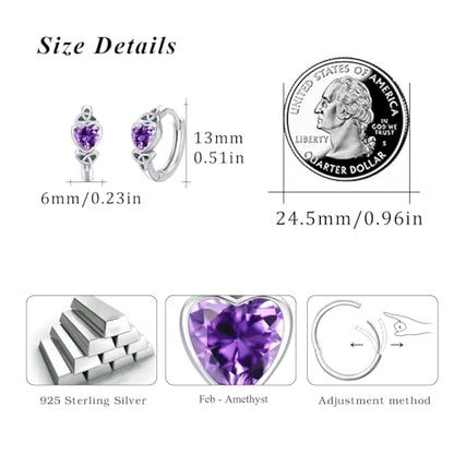 Celtic Knot Earrings Heart Hoops S925 Sterling Silver Irish Earrings Cartilage Hoop Earrings Small Hoop Earrings for Women - style: 0964D