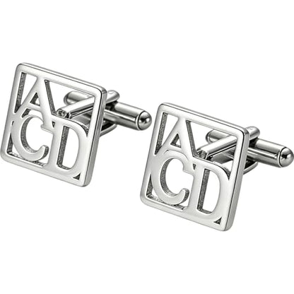 Custom Men’s Cufflinks - Personalized Cuff Links Initials/Names/Dates - 18K Gold Plated 304 Stainless Steel - Ideal Father’s Day & Christmas Gift for Men - style: Style 7