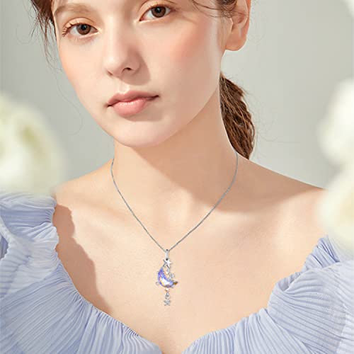 Moonstone Moon Star Necklace for Women 925 Sterling Silver Created Cubic Zirconia Stars Moon Necklaces Anniversary Birthday Jewelry Gift for Women Mom Wife