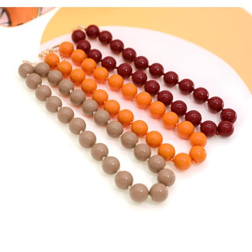 JNF Chunky Beaded Necklaces Women Large Big Ball Bead Choker Necklace Bold Statement Beads jewelry Gift - color: orange beaded
