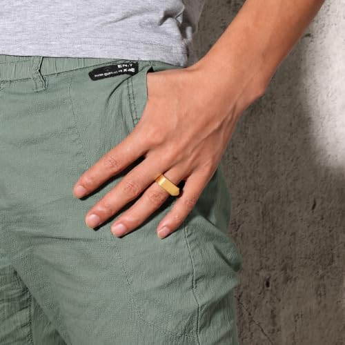 MYNENEY Stainless Steel Square Shape Signet for Men Statement Ring - color: Arrow Gold
