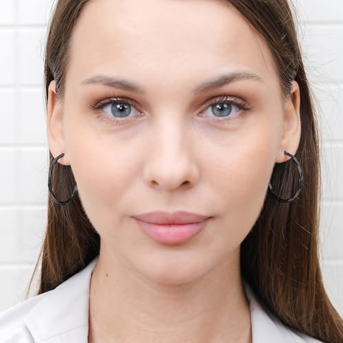 Hoops & Loops 925 Sterling Silver Twisted Hoop Earrings for Women - Hypoallergenic 14K Gold, Rose Gold, Black Flash Plated 2mm Thin Twist Design Round Click-Top Hoops, 15/20/25/30/35/40/50/60mm - color: 35mm (1.38 inch)