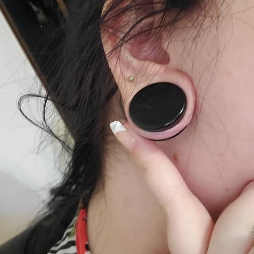 6G-30mm Solid Acrylic Black Gauges for Ear lightweight Tunnels Double Flared Saddle Ear Plugs Tunnels Earrings for Women Men - color: 18mm = 11/16 inch