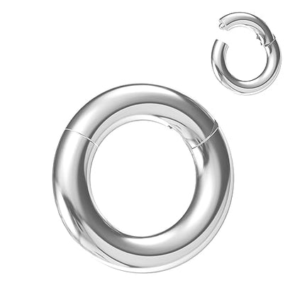 4G/6G/8G/10G/12G/14G/16G/18G/20G Hypoallergenic Nose Hoop Rings Steel Hinged Clicker Segment Gold/Rose Gold/Black/Pink Color - style: 1pc: 6g×10mm Silver tone