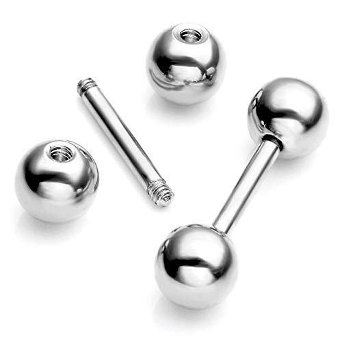 Zysta 4 Pairs Stainless Steel 14/16G Mixed Colors Body Piercing Barbells 6-16mm Post Studs Earring NippleTongue Helix Tragus Cartilage Labret Medusa Lip Eyebrow Straight Bar Ball Screw … - color: 6mm Ball,10mm Post