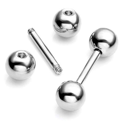 Zysta 4 Pairs Stainless Steel 14/16G Mixed Colors Body Piercing Barbells 6-16mm Post Studs Earring NippleTongue Helix Tragus Cartilage Labret Medusa Lip Eyebrow Straight Bar Ball Screw … - color: 6mm Ball,10mm Post