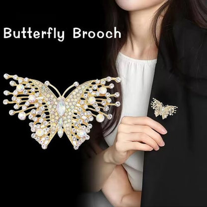 Dainty Rhinestone Butterfly Brooch for Women Men Chic Cute Sparkly Crystal Animal Lapel Pins for Suit Dress Hat Bag Tie Wedding Holiday Accessories Jewelry - color: Golden
