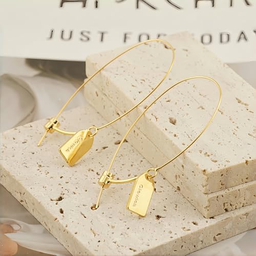 Dangle Flower Gold Earrings for Women, Trendy Statement Hoop Earrings, Gold Floral Drop Earrings Jewelry for Gifts - color: 14K gold plating
