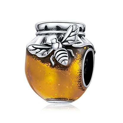 925 Sterling Silver Charms for Bracelet Jewelry Gifts for Women - color: Honey jar