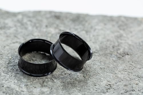 Pierced Owl PVD Coated 316L Stainless Steel Double Flared Tunnels, Sold as a Pair - color: Black, size: 19mm (3/4