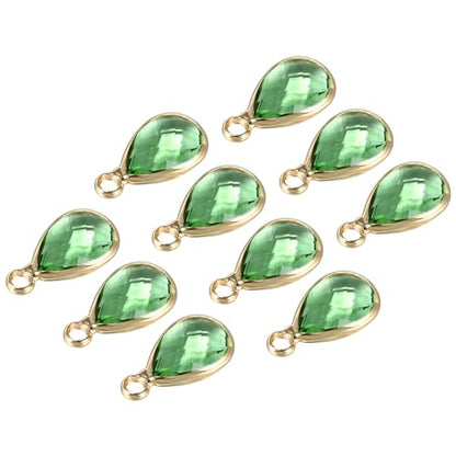 PATIKIL Birthstone Charm Beads Drop Pendant, Handmade Birthstone for Personalized Earrings Bracelet Necklace - color: Light Green, size: 0.51" x 0.28"