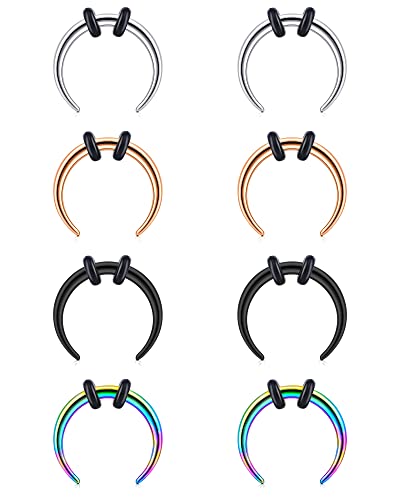 Longita Septum Rings Septum Jewelry 16g 18g Septum Ring Septum Piercing 20g Horseshoe Earring Hoop Lip Ring Silver Black Gold - color: 16g 10mm septum pincher