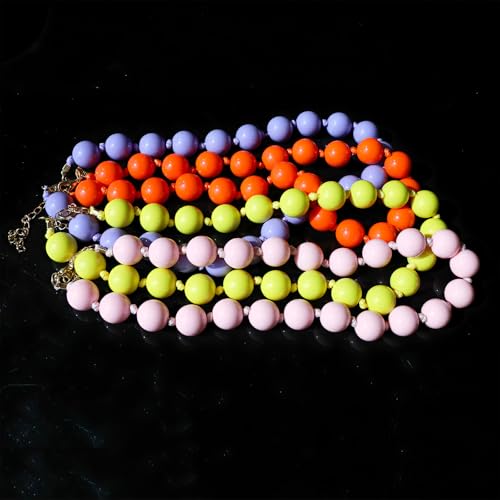 JNF Chunky Beaded Necklaces Women Large Big Ball Bead Choker Necklace Bold Statement Beads jewelry Gift - color: pink bead choker