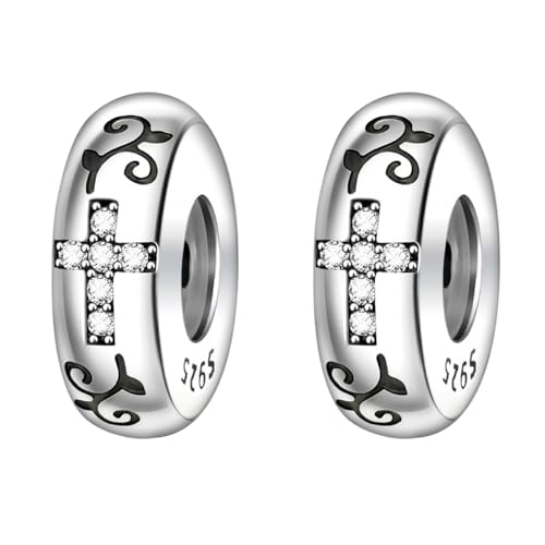 Annmors S925 Clip Spacer Safety Chain Stopper Charms for Pandora, Gift Mom Daughter Friend Sister Wife Grandma Girlfriend Fmaily On Christmas Mothers Valentines Halloween Graduation - color: C05-2pcs Silicon Spacer