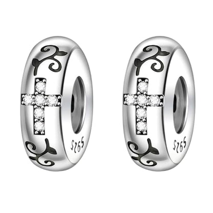 Annmors S925 Clip Spacer Safety Chain Stopper Charms for Pandora, Gift Mom Daughter Friend Sister Wife Grandma Girlfriend Fmaily On Christmas Mothers Valentines Halloween Graduation - color: C05-2pcs Silicon Spacer