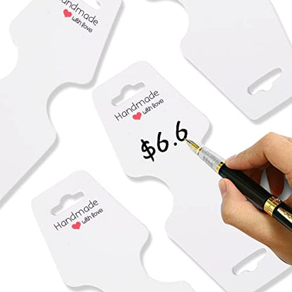 200PCS Bracelet Display Cards Necklace Holder Cards Self Adhesive Jewelry Packaging Selling Card for Small Business (White, 1.8x4.7 inches) - color: White