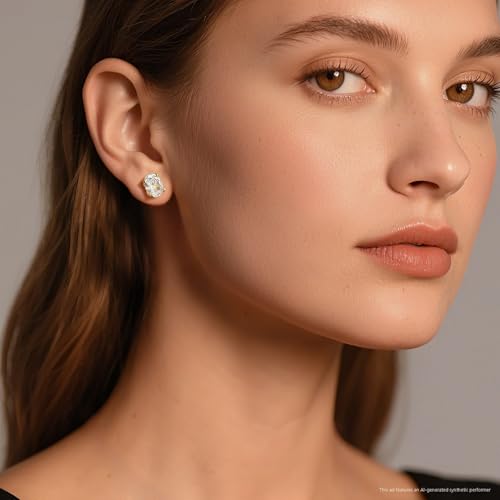 Brilliant Heart-cut/Oval-cut/Trillion-cut/Cushion-cut/Emerald-cut/Marquise-cut Stud, 925 Sterling Silver Cubic Zirconia Stud Earrings for Women Men - style: D-Oval cut-yellow