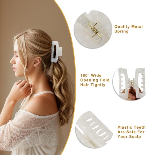 VOCOSTE Hair Claw Clips, 4" Large for Thick Hair, Pear White | Strong Non-Slip Hold, Half Ups, Acetic Acid Hair Clips for Durability, Secure Chic Daily Styles - color: Pear White