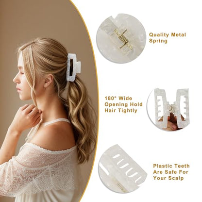 VOCOSTE Hair Claw Clips, 4" Large for Thick Hair, Pear White | Strong Non-Slip Hold, Half Ups, Acetic Acid Hair Clips for Durability, Secure Chic Daily Styles - color: Pear White