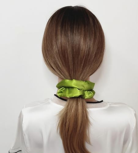 Sufermoe 6 Pcs Satin Silk Hair Scrunchies, Olive Green (4.5 Inch, Hair Ties, Hair Bands, Ponytail Holders, Hair Accessories for Women and Girls) - color: Olive Green