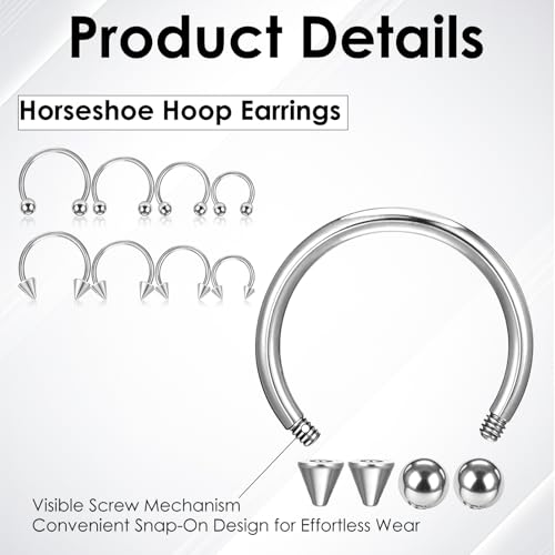 SynHHergyx 16 Gauge Small Septum Ring Septum Piercing Jewelry16G Nose Rings 6-12mm Lip Earring Eyebrow Hoop Rings Silver