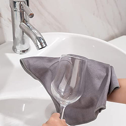 Puomue 6 Pack Microfiber Glass Cleaning Cloth, 16 Inch X 16 Inch, Lint Free Quickly Clean Window, Glasses, Windshields, Mirrors, and Stainless Steel, Grey - color: Grey