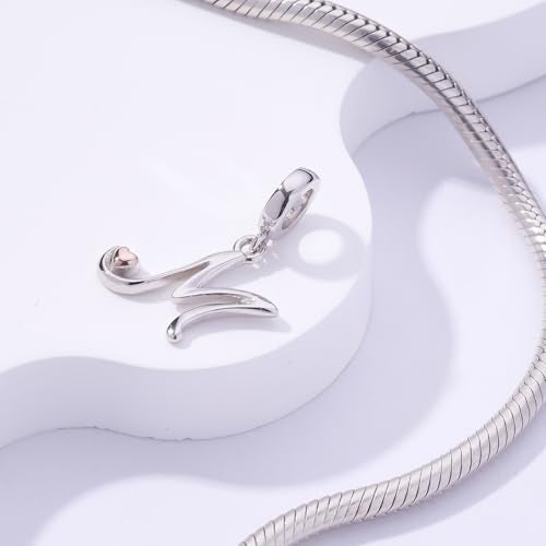 Letter Charms for Pandora Bracelets 925 Sterling Silver Alphabet Initial Charms Bead Jewelry Gift for Women - style: Initial M
