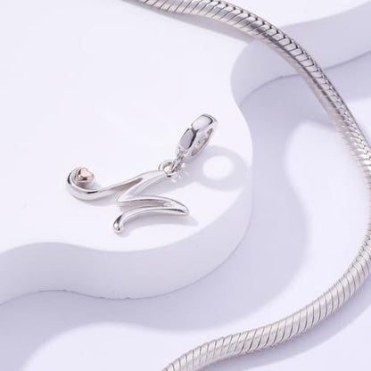 Letter Charms for Pandora Bracelets 925 Sterling Silver Alphabet Initial Charms Bead Jewelry Gift for Women - style: Initial M