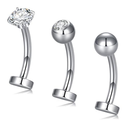 VCMART Belly Button Ring Belly Button Piercing Belly Rings Dangle Belly Button Rings Surgical Steel Clicker Floating Belly Button Rings for Women 14G Silver Gold Belly Navel Piercings Jewelry - color: A3 -3pcs, silver