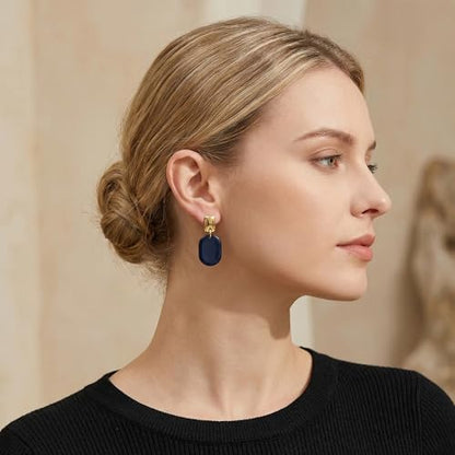 MUYAN Black Drop Earrings for Women Geometric Acrylic Dangle Earrings Gold Tone Statement Jewelry Gifts