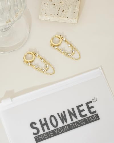 Tassel Chain Small Gold Hoop Dangle Earring For Women Huggie Earring Heart Star CZ 14K Gold Plated Fashion Jewelry Graduation Gift for Her Mothers Day Gifts for Mom - color: Circle-Gold