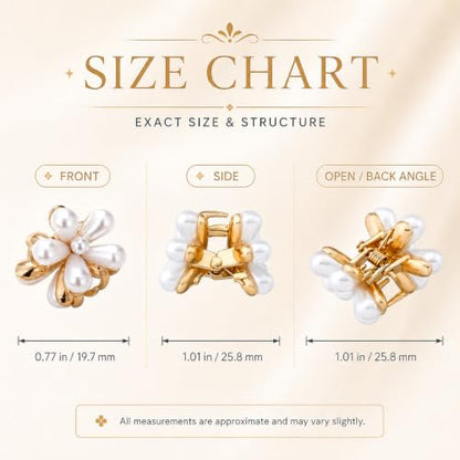 24 Pcs Gold Small Flower Hair Clips for Women Girls, Cute Mini Tiny Little Pearl Decorative Hair Claw Clips, Sparkling Metal Flower Sweet Hair Accessories
