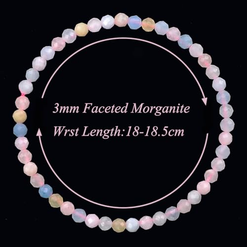 MASSIVE BEADS Natural Genuine Gemstone Beads Healing Crystal Chakra Reiki Jewelry Faceted Round Beads Bracelets 3mm - color: Morganite