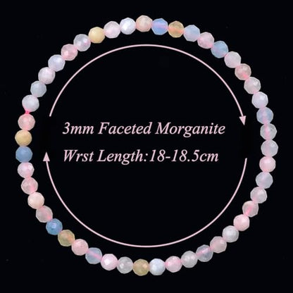 MASSIVE BEADS Natural Genuine Gemstone Beads Healing Crystal Chakra Reiki Jewelry Faceted Round Beads Bracelets 3mm - color: Morganite