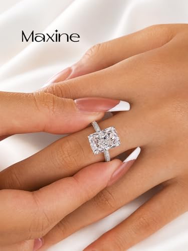 Maxinejewelry 4.5CT Radiant Cut Wedding Ring Set for Women - color: Silver Ring