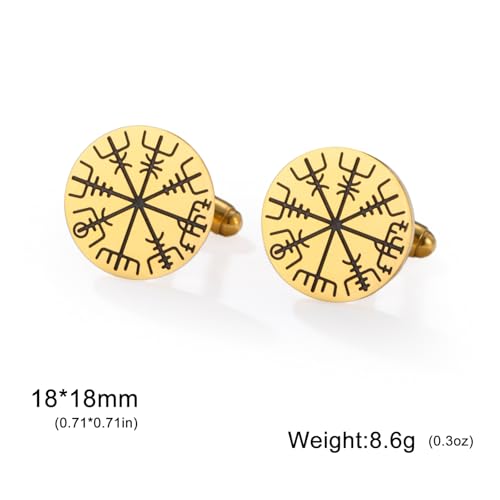 Cufflinks for Men Delicate Stainless Steel Wedding Business Cufflinks Gifts for Groom Husband French Shirt Accessories - style: Shield Symbol-Gold