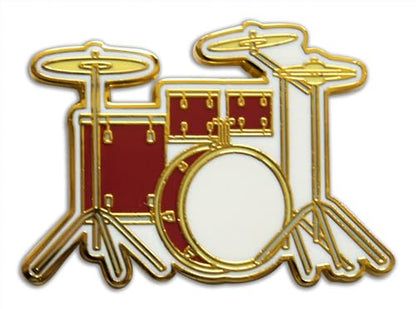 Drummer Pride Drum Set & Music Heart Dual 2-Piece Pride Lapel Pin or Hat Pin & Tie Tack Set with Clutch Back by Novel Merk