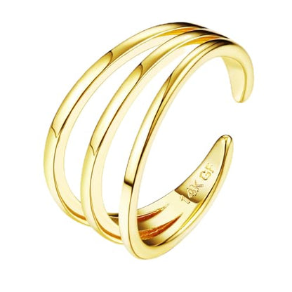 FASACCO 14k Gold Fillled Toe Rings for Women Non Tarnish, Dainty Hug CZ Band Toe Rings Gold Adjustable Open Toe Ring Summer Beach Foot Jewelry for Women - style: triple