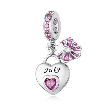 925 Sterling Silver Birthstone Charms Fit for Bracelet and Necklace Happy Birthday Charm Mother's Day Jewelry Gift for Women - color: 7-July
